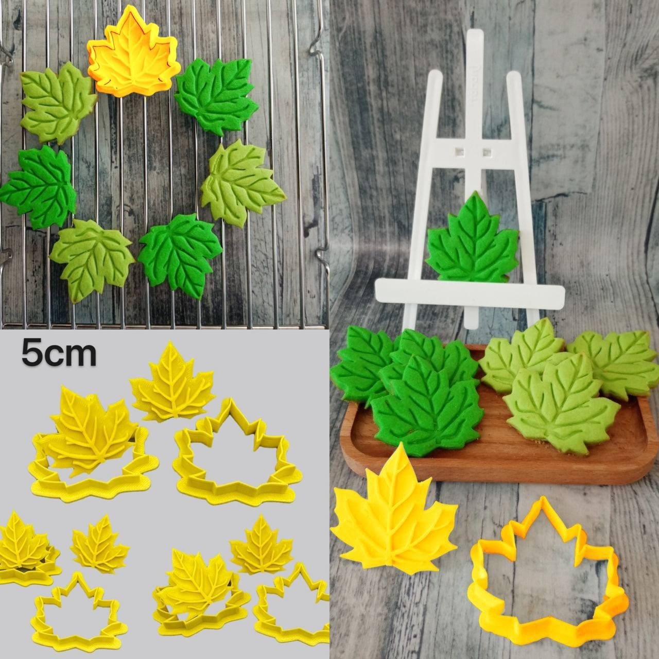 کاتر و مهر پلاستیکی طرح برگ پاییزی سایز 5 سانت ویژه کار با فوندانت