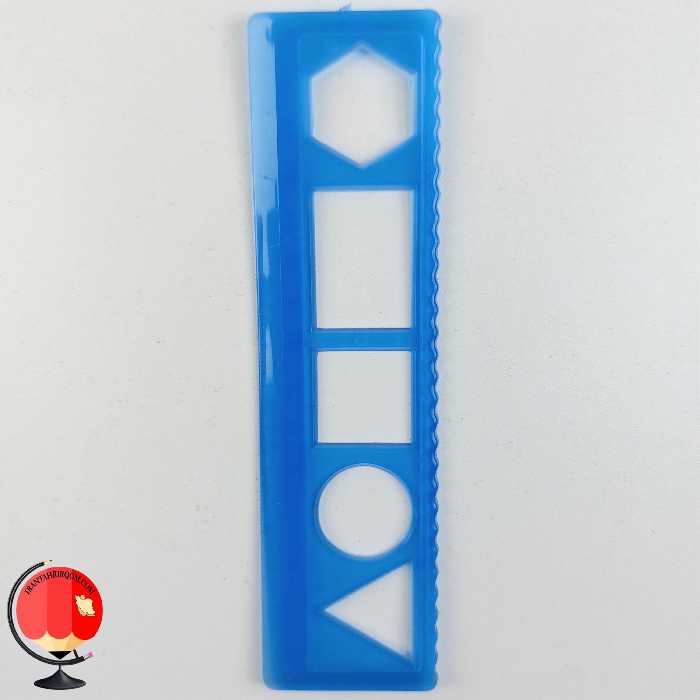 خط کش 15 سانتی متر پلاستیکی  شابلن دار ابی کد 2544