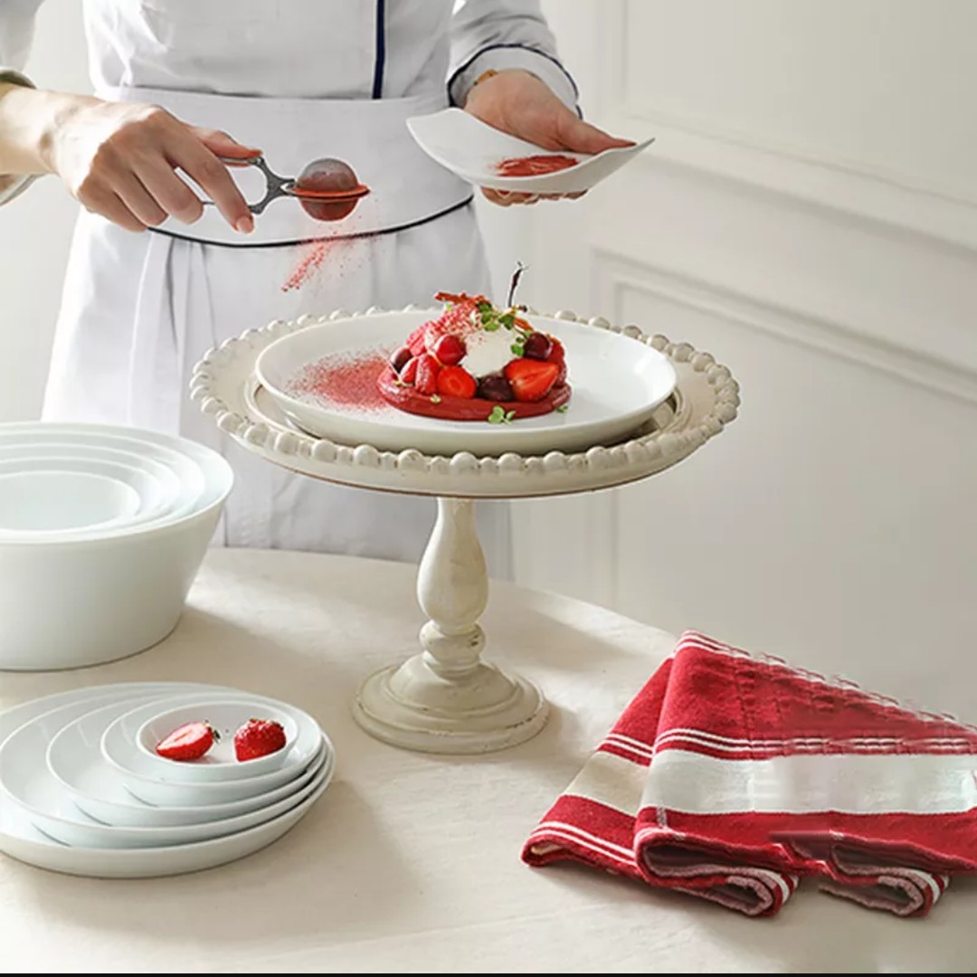 بشقاب تخت فرم اس 27 سانتیمتری سفید زرین 6 تایی عالی