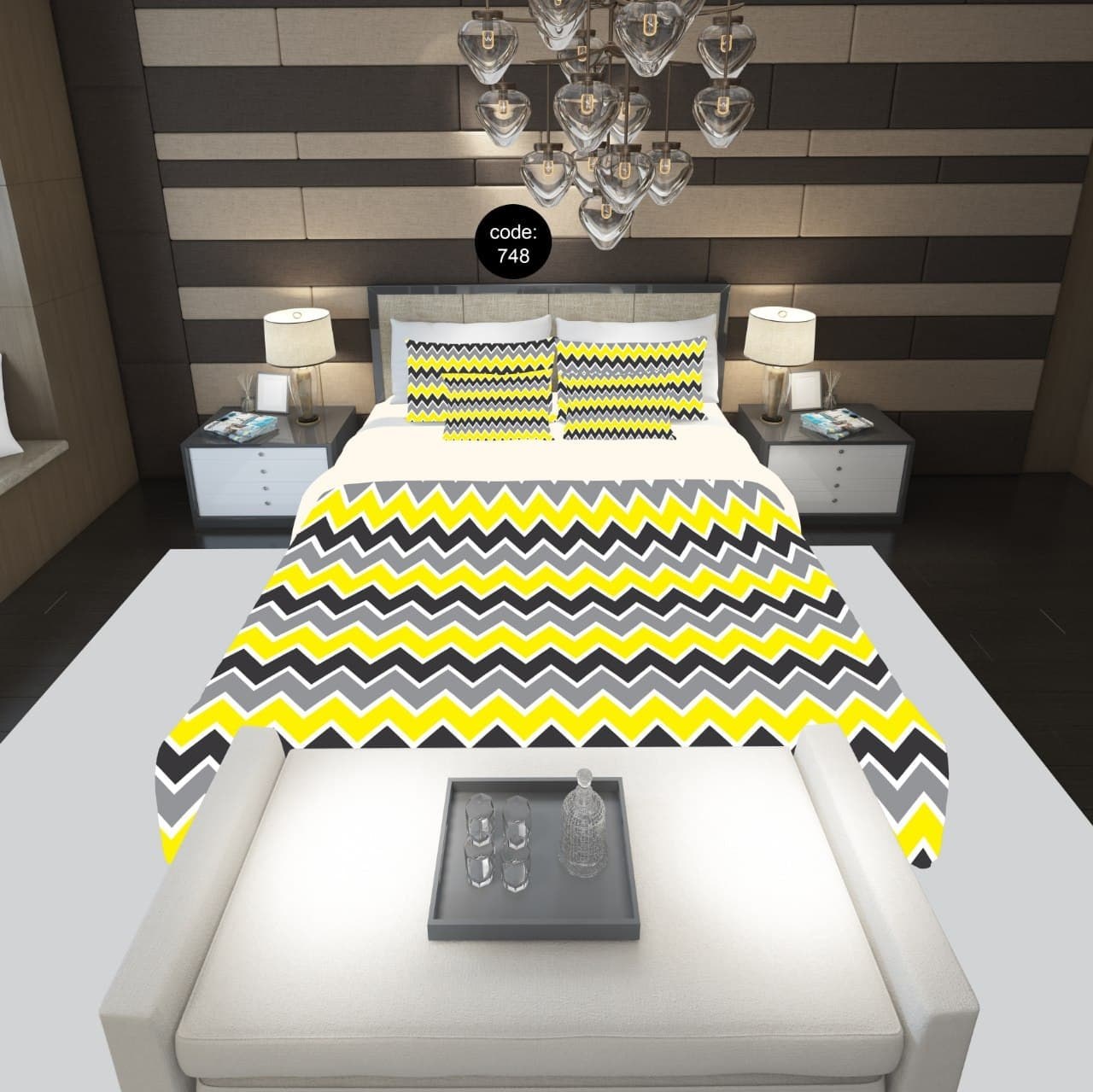 سرویس  روتختی دونفره 8تکه چاپی قابل ست با پرده با انتخاب جنس پارچه کد748