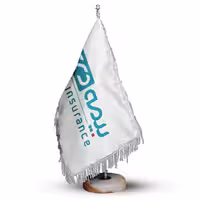 پرچم رومیزی بیمه دی - پایه سنگی با ریشه مشکی یا سفید یا زرد،طلایی به انتخاب شما