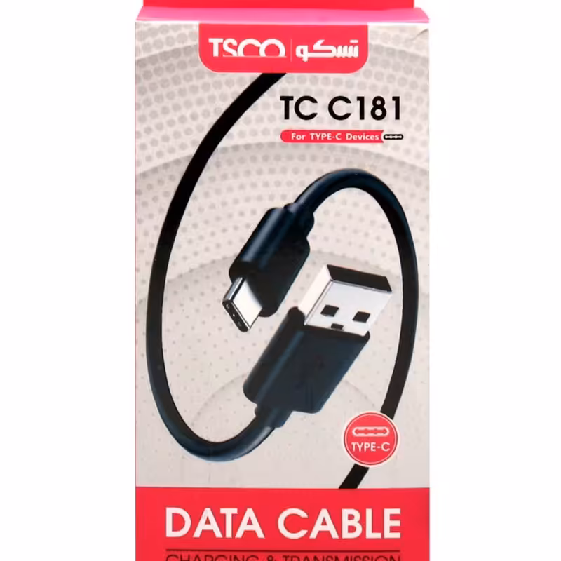 کابل شارژ Type-C تسکو TC-C181 vk رنگ مشکی با گارانتی توسن سیستم
