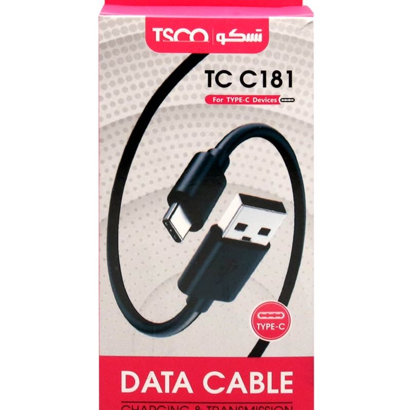 کابل شارژ Type-C تسکو TC-C181 vk رنگ مشکی با گارانتی توسن سیستم