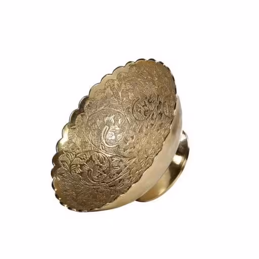 کاسه برنجی یکرو کار طرح گل 6 عددی