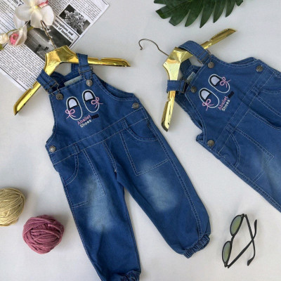 شلوار پیشبندی دخترانه طرح کتانی