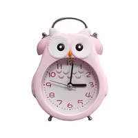 ساعت رومیزی کودک مدل زنگ دار طرح جغد رنگ صورتی