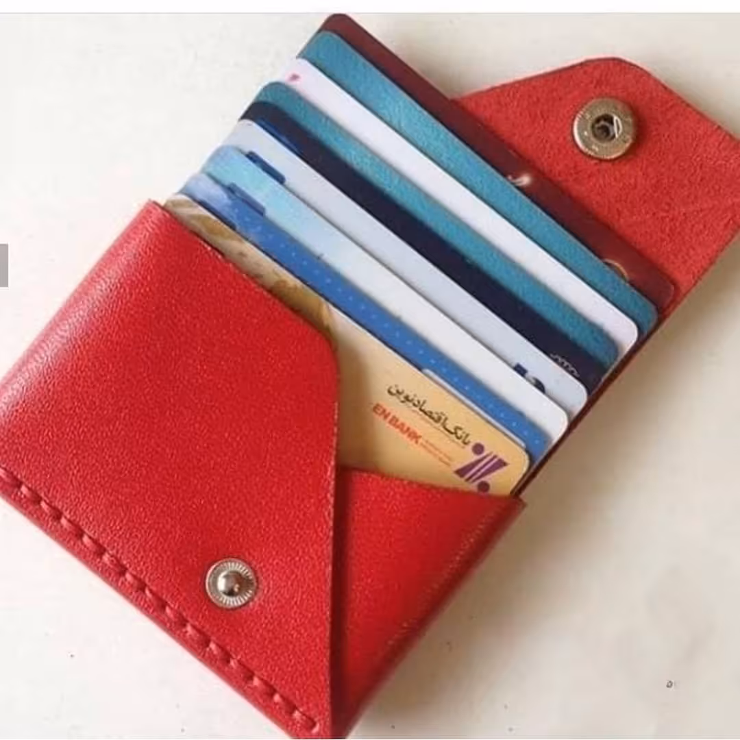 کیف کارتی چرم طبیعی دست دوز با رنگ دلخواه شما