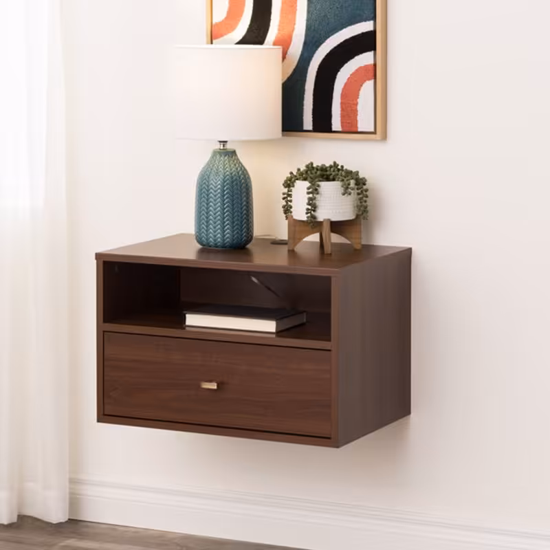 میز پاتختی مدل Wood Night گردویی رنگ ام دی اف درجه 1 