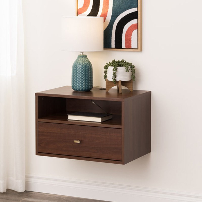 میز پاتختی مدل Wood Night گردویی رنگ ام دی اف درجه 1 