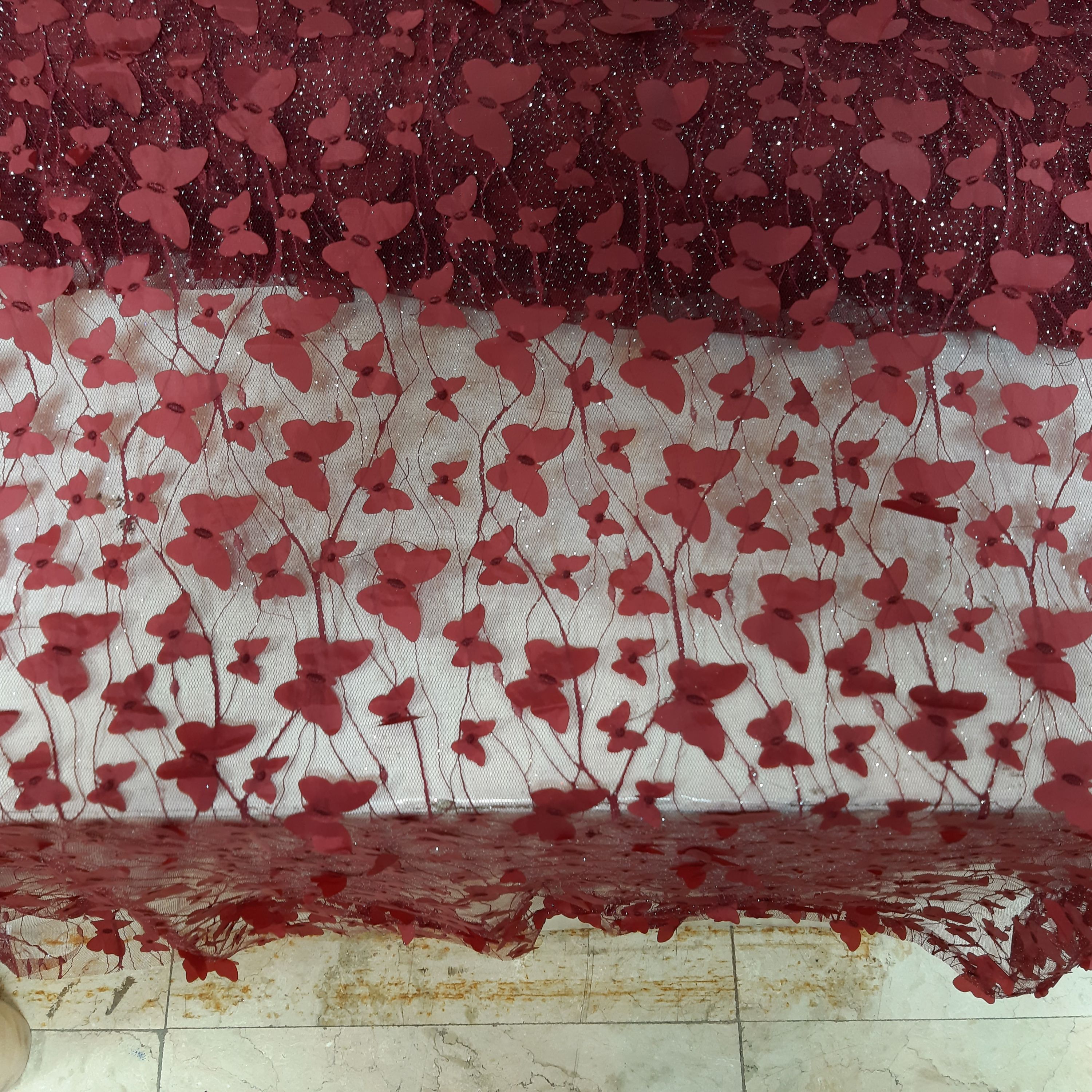 پارچه اپلیکه پروانه ای اکلیلی عرض 150 سانت در 4 رنگ