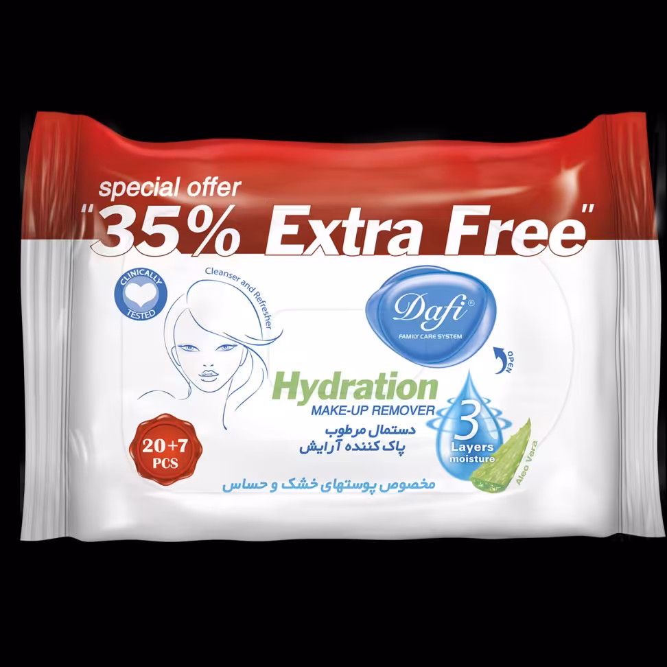 دستمال مرطوب پاک کننده آرایش دافی مدل اکسترا   27 عددی
