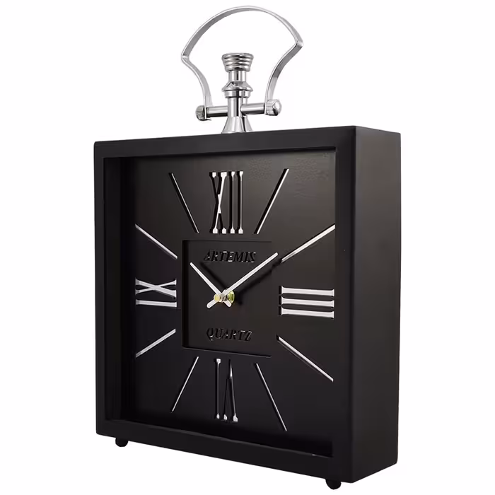 ساعت رومیزی آرتمیس مدل 2030 بلک (زه مشکی و صفحه مشکی) و اعداد سیلور(نقره ای)