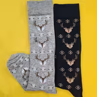 زیرزانو طرحدار  نخ پنبه  طرح گوزن  جوراب دوپا