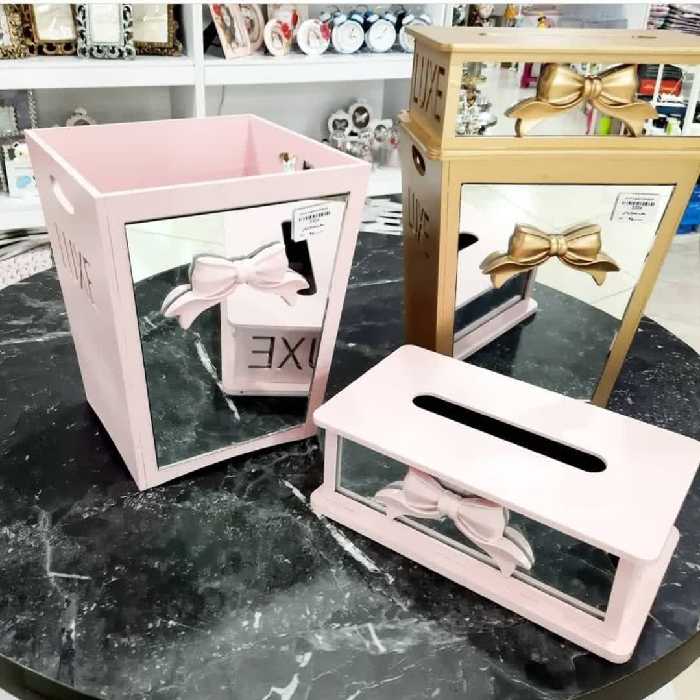 ست جای دستمال و سطل آیینه ای