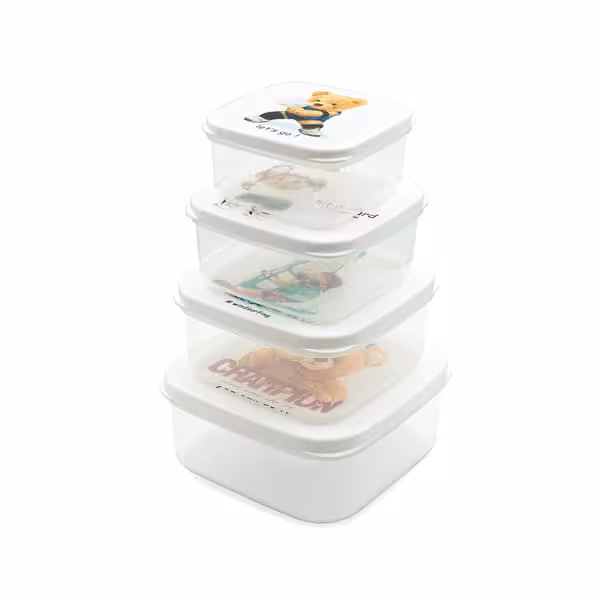 ست ظرف غذای مربع چاپدار لیمون