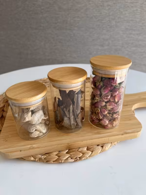 بانکه پیرکس گرد درب بامبو- قطر 6.5 سانت