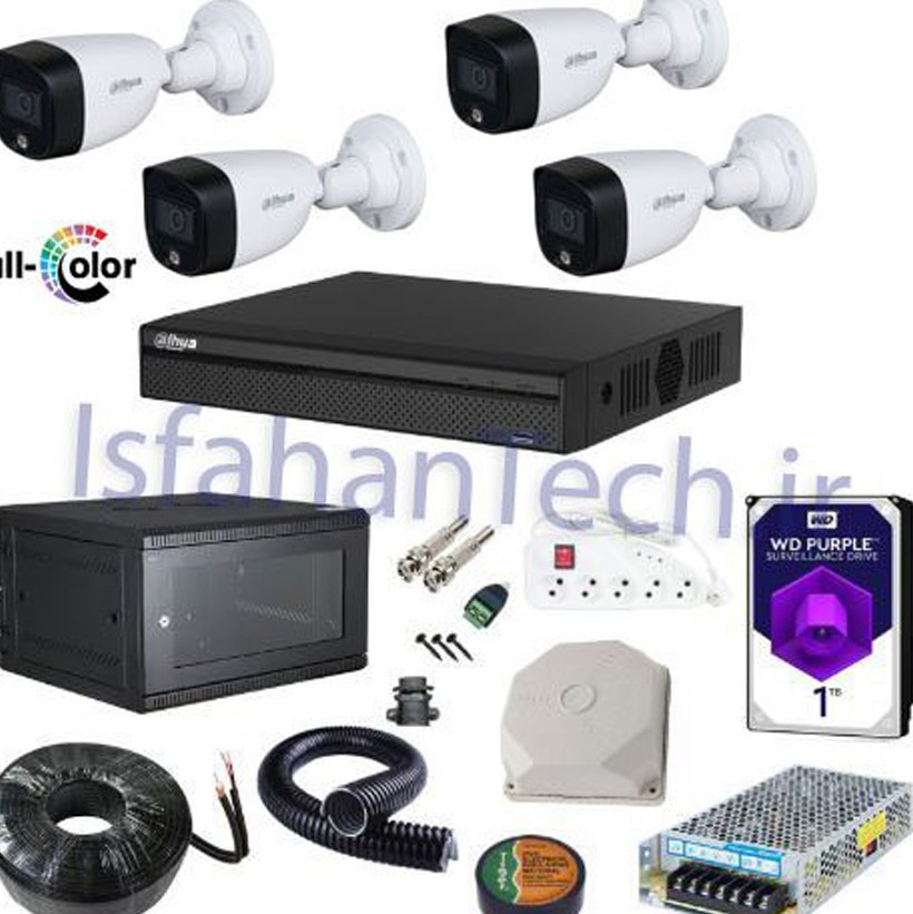 پکیج دوربین مداربسته داهوا 4دوربین تمام رنگی