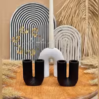 شمعدان مینیمال طرح U شیاردار  (یک جفت)