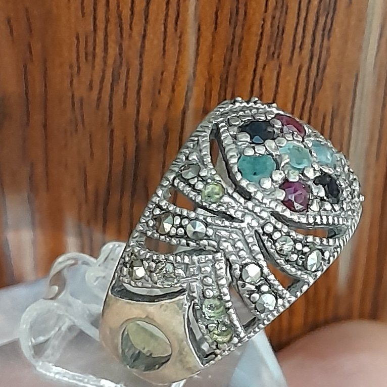 انگشترنقره زنانه مارکازیت ویاقوت