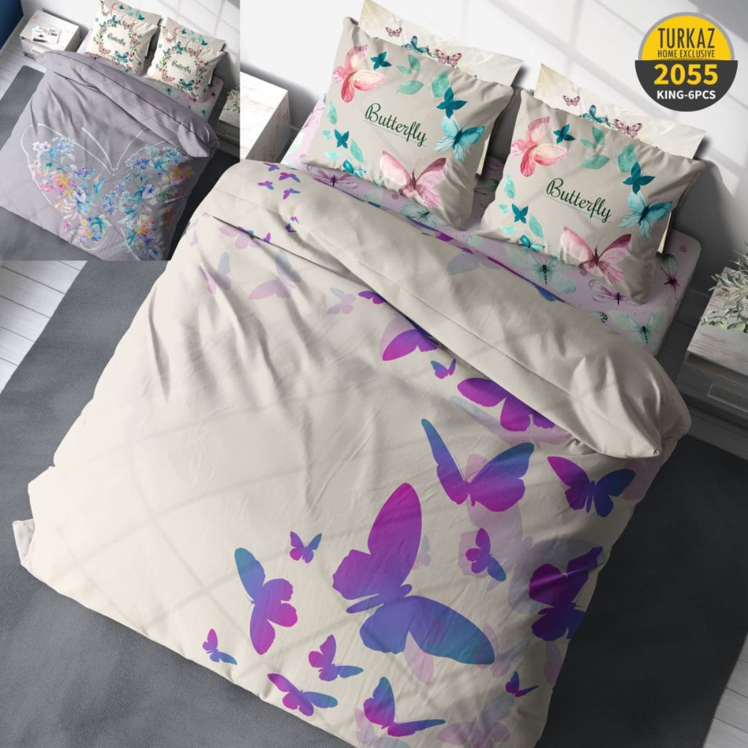 سرویس لحاف روتختی 2 نفره چاپی تنسل برند ترکاز(Turkaz) کد 2055