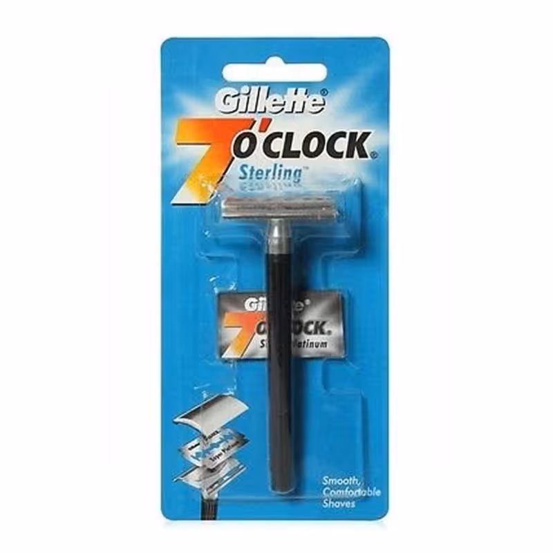 خودتراش سنتی مردانه مدل 7OCLOCK ژیلت به همراه یک عدد تیغ یدک