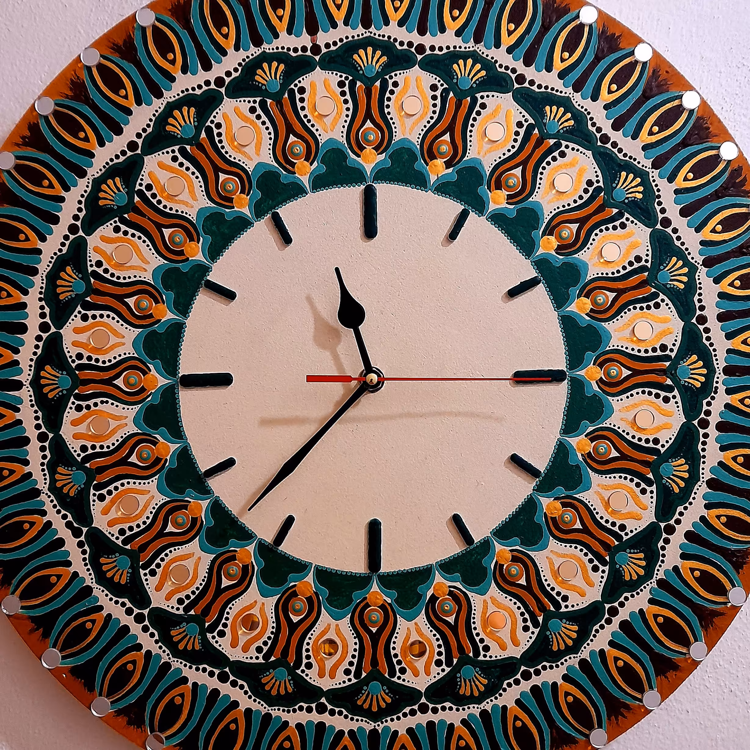 ساعت دیواری آینه ای هنر دست 45سانتی