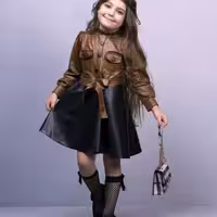 پیراهن چرم و جوراب دخترانه روشنک 50881