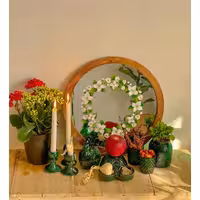 آینه نقاشی شده با تکنیک ویترای ، قاب چوبی ، صنایع دستی 