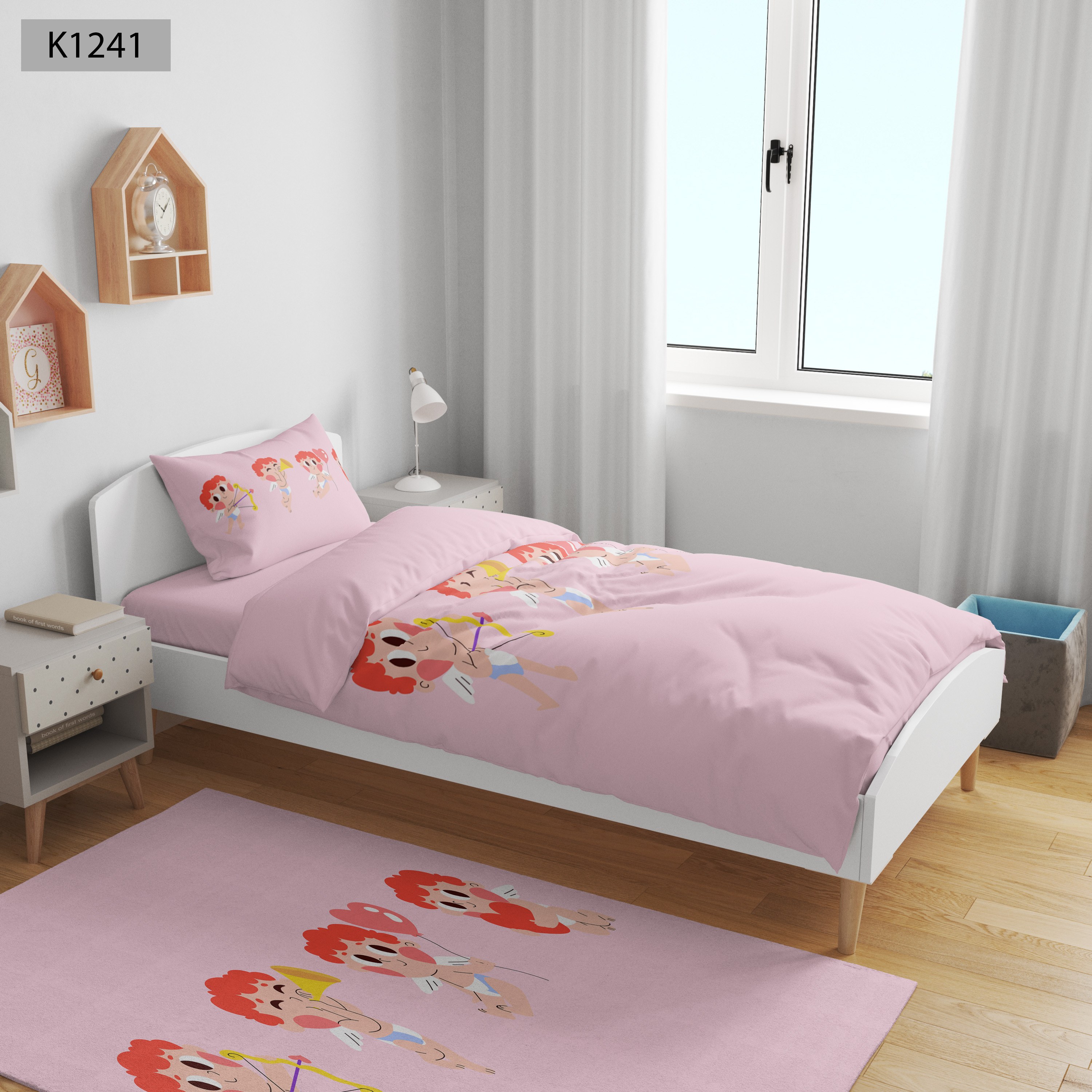 ست رو تختی چاپی 4 تیکه کالیفرنیا یک نفره   کد1241