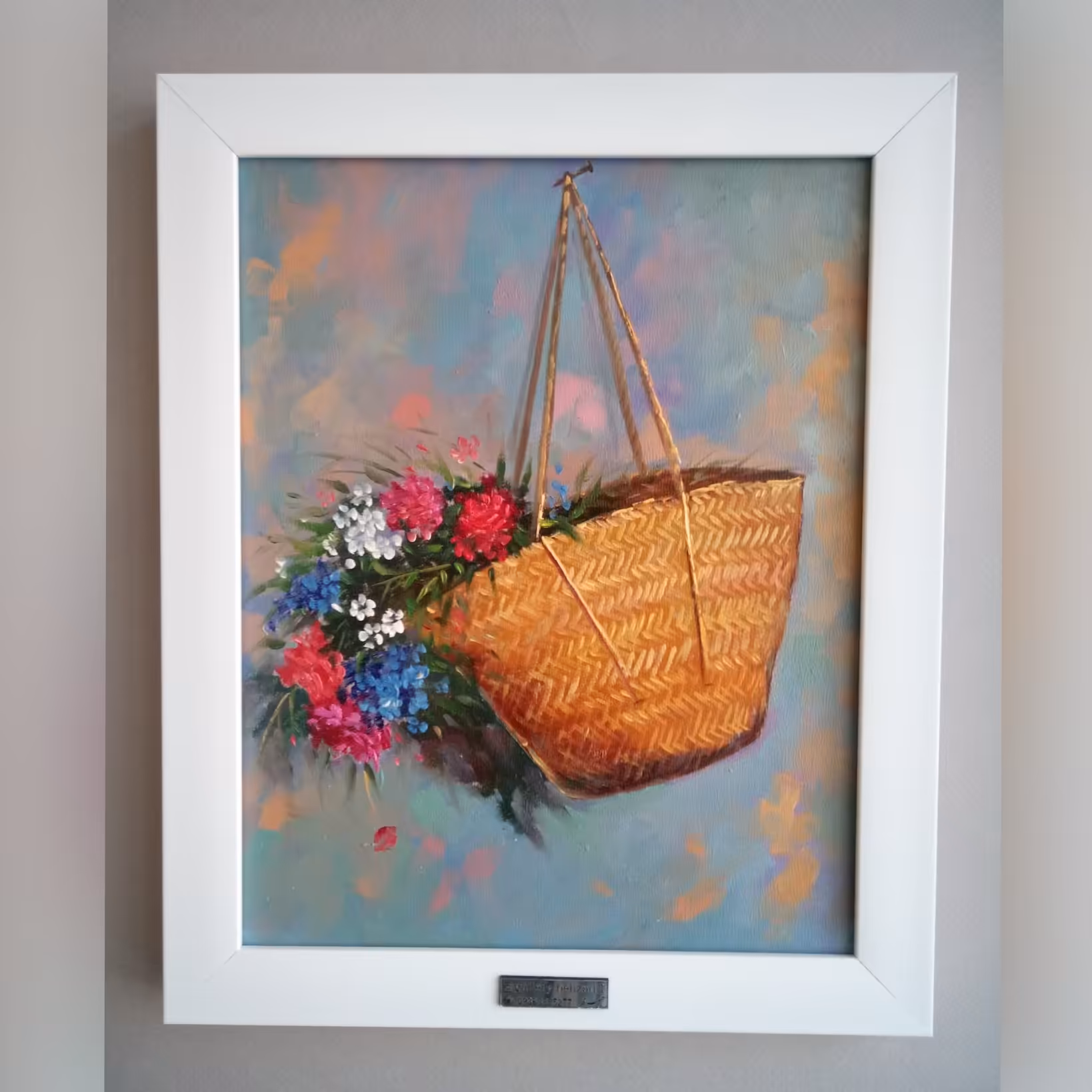 نقاشی سبد گل حصیری 