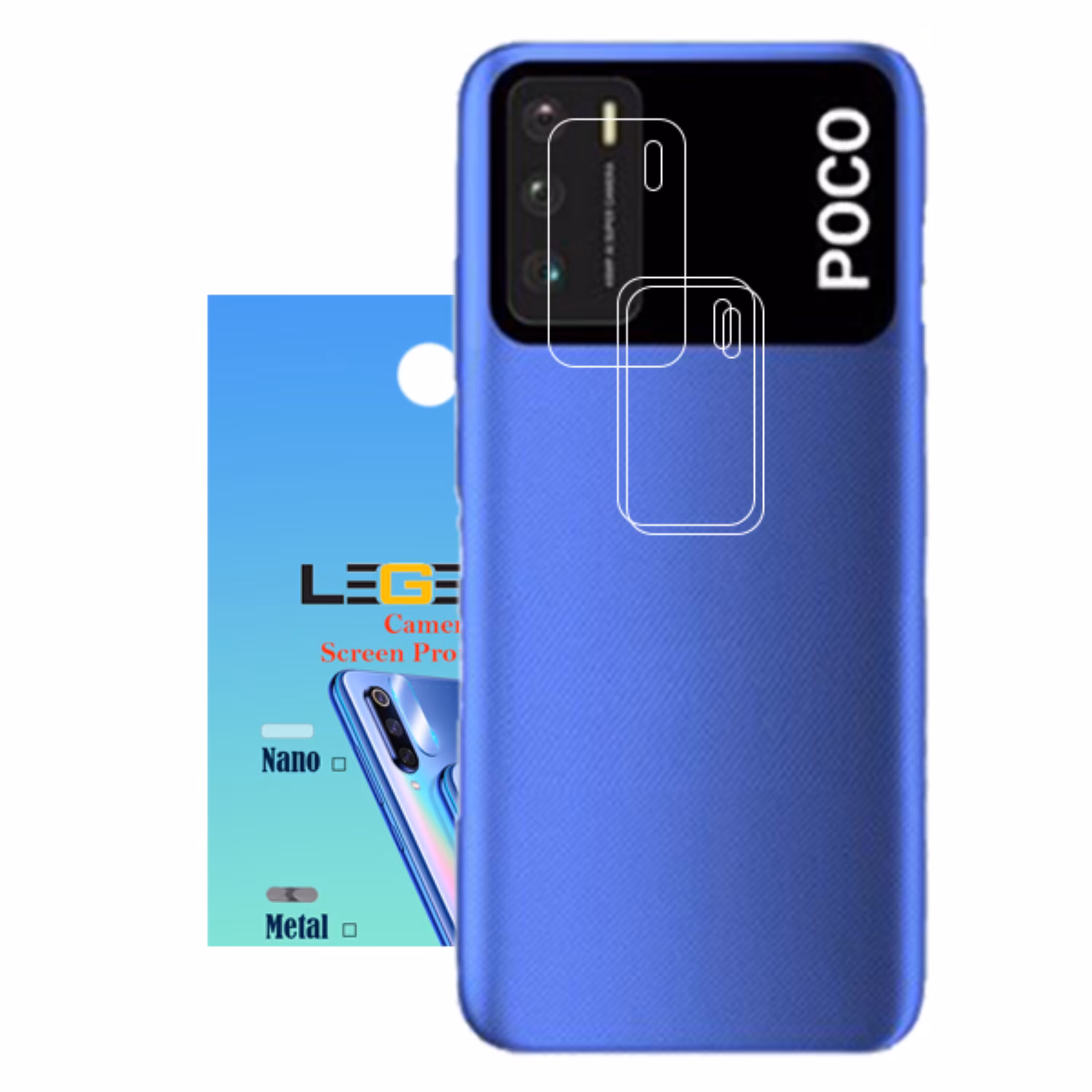 محافظ لنز دوربین لجند مدل نانو گلس مناسب موبایل شیائومی Poco M3 بسته 3 عددی