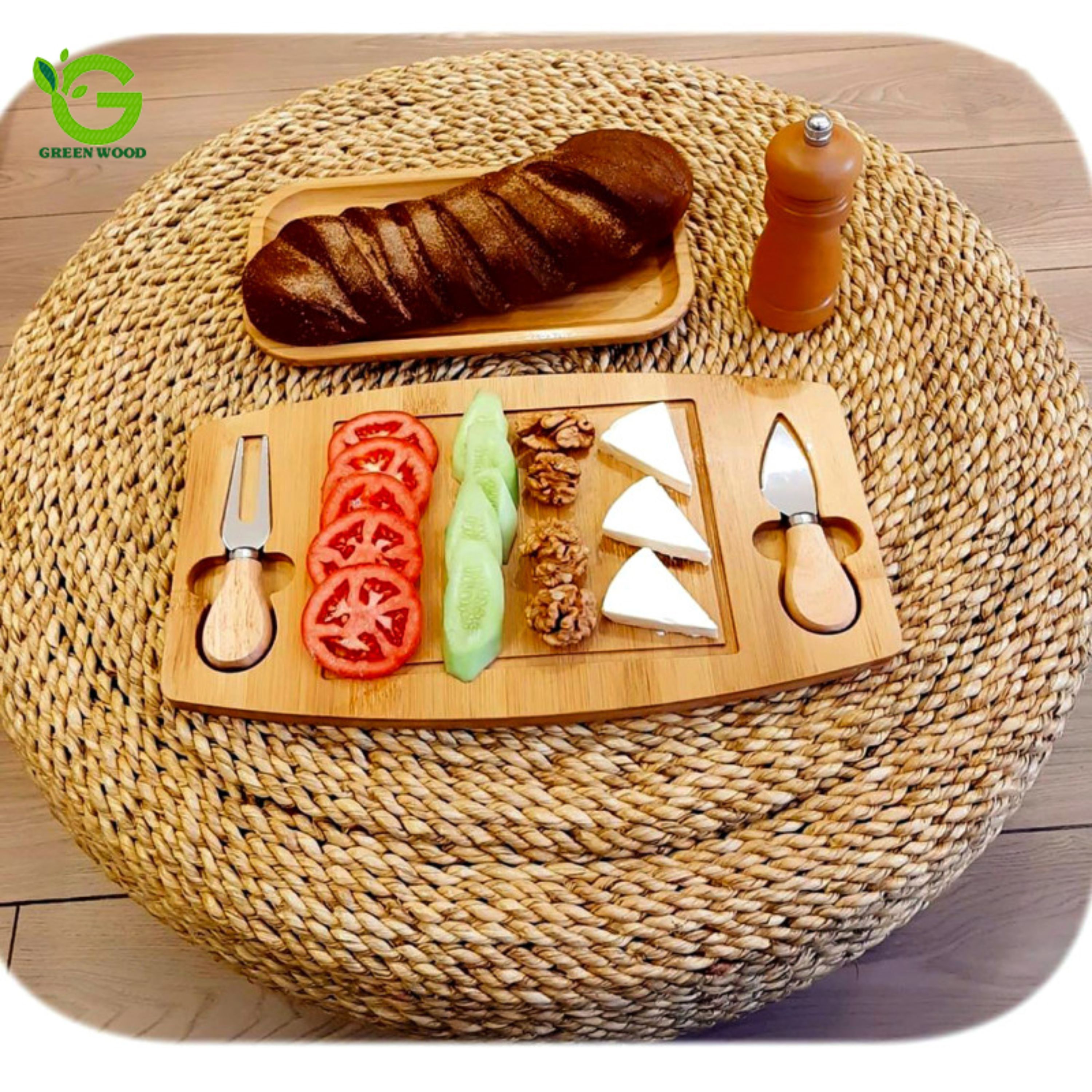 ست سرو صبحانه خوری 3 پارچه چوبی بامبو کد Gw51502003