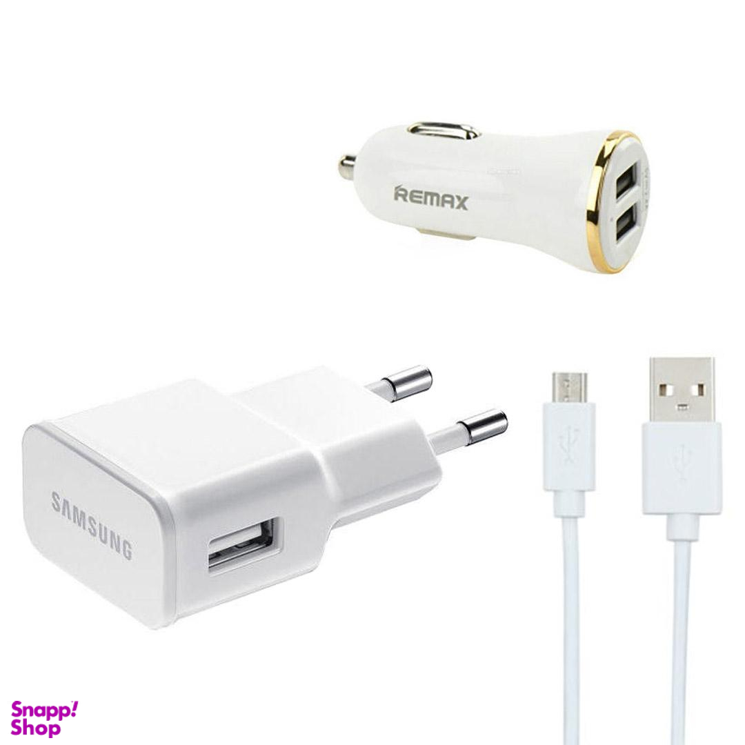 شارژر دیواری سامسونگ مدل Eta U90Ewe به همراه کابل تبدیل Micro USB و شارژر فندکی