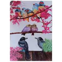 نقاشی پرنده ها با تکنیک خودکار رنگی