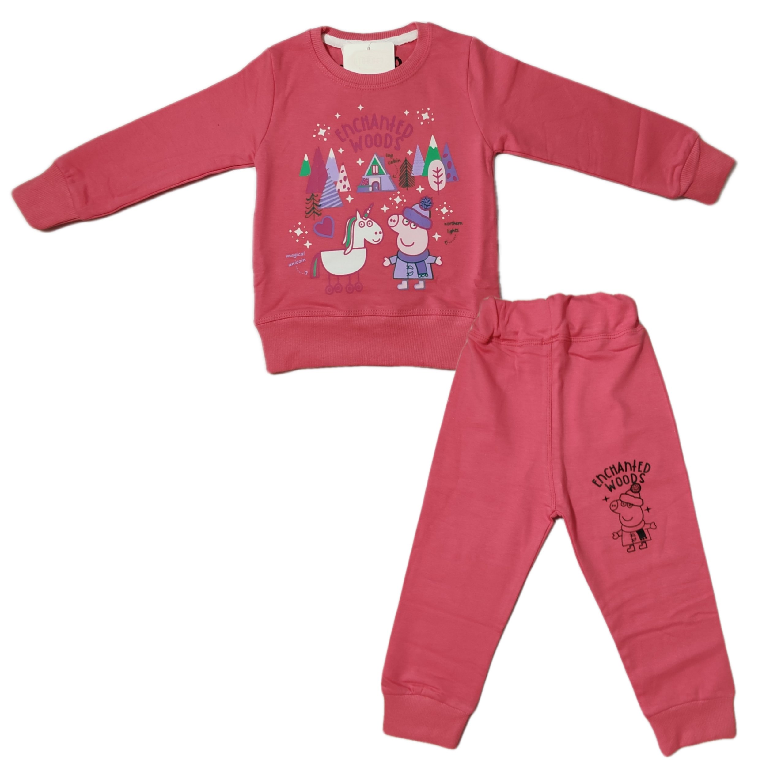 بلوز شلوار دخترونه طرح peppa رنگ گلبهی