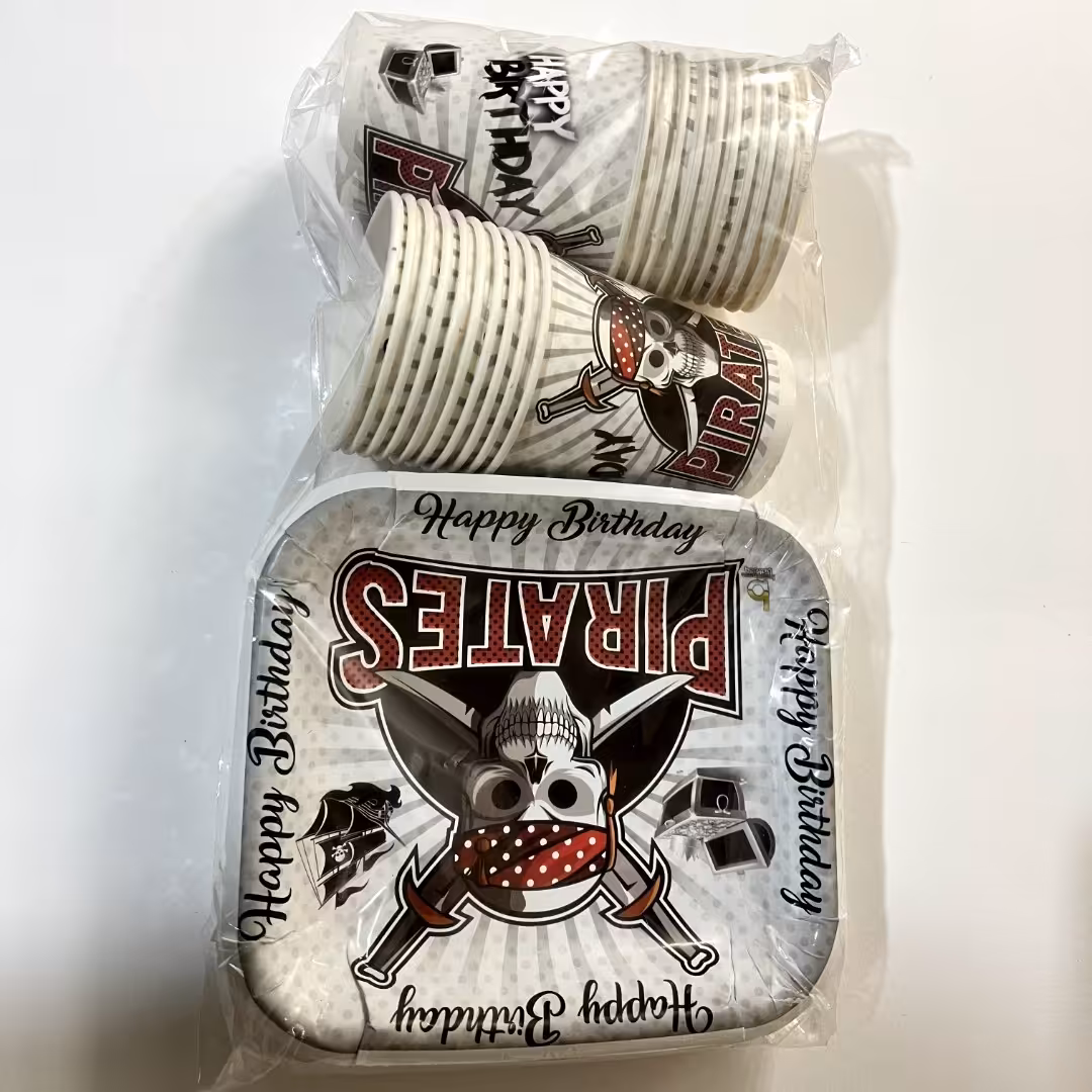 بشقاب و لیوان کاغذی تولدی  طرح دزدان دریایی   40عددی