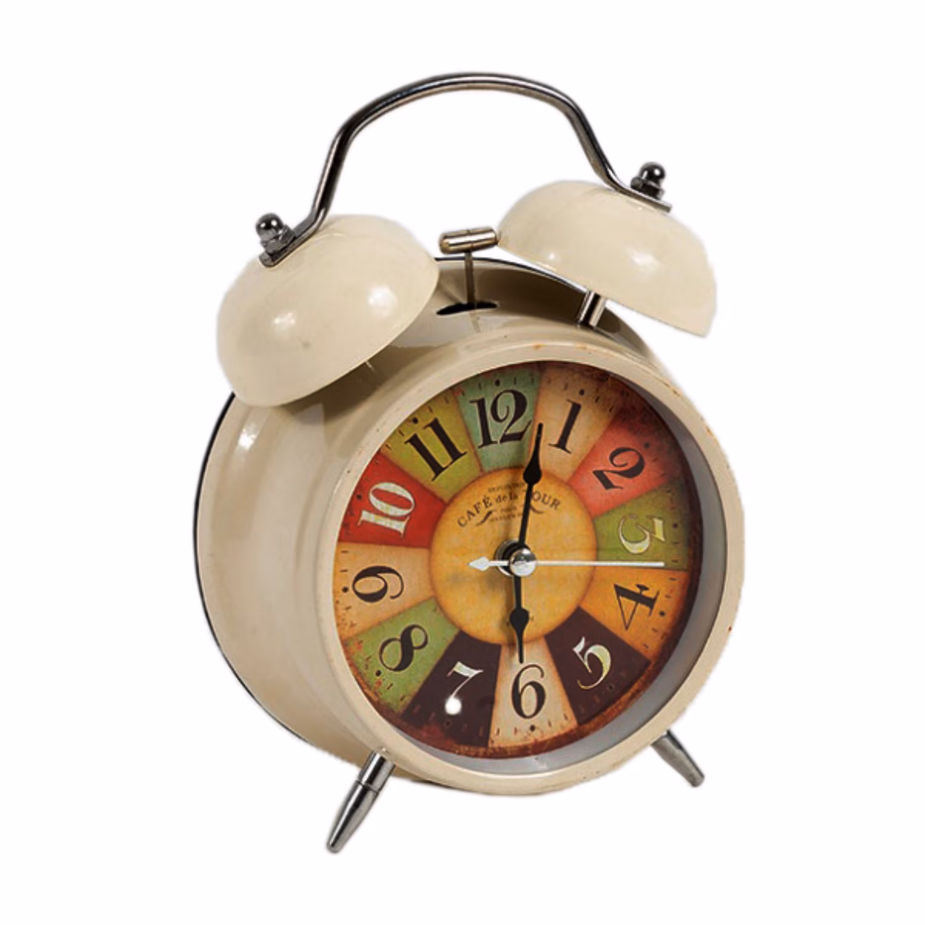 ساعت رومیزی زرد  شماته دار با طرح کلاسیک