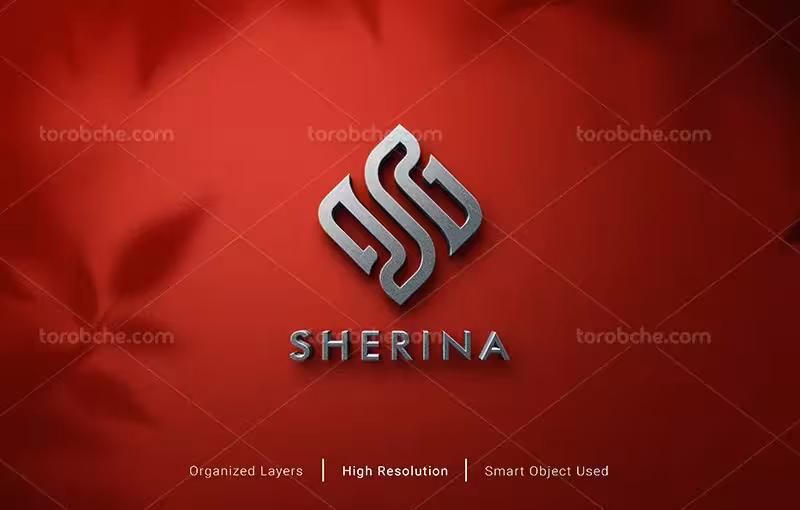 موکاپ لایه باز لوگو فلزی 3D | گرافیک با طعم تربچه