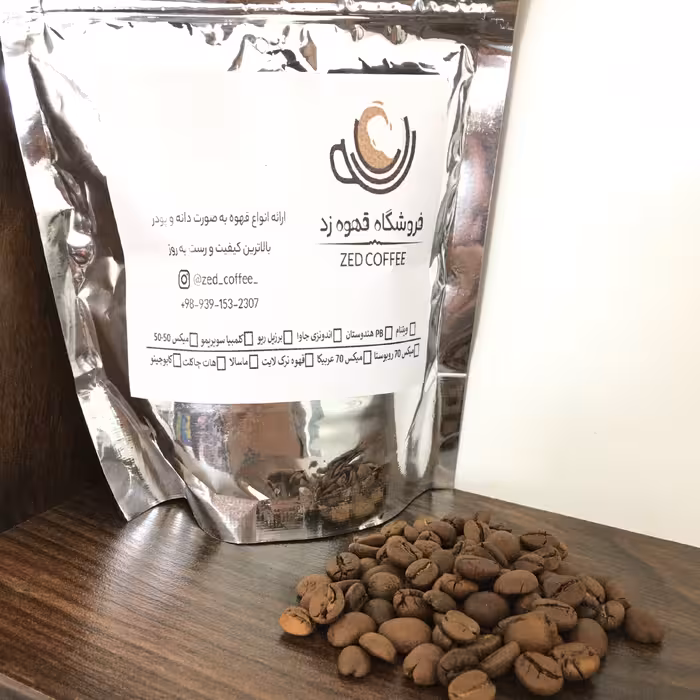دانه قهوه میکس 70-30، پایه عربیکا، کافئین متوسط، 500 گرم