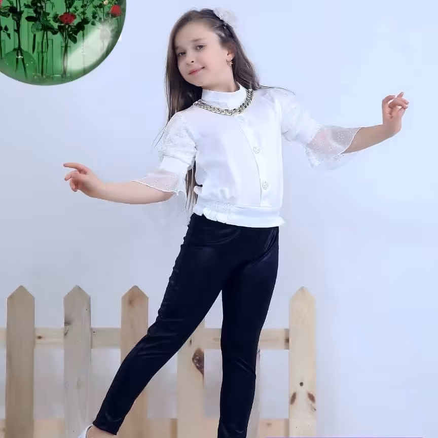 شومیز دخترانه گردنبند دار سایز 45تا60