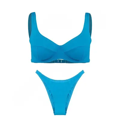 مایو شنا زنانه دوتکه بیکینی فنردار  IS مدل MODA ITALIA002   آبی 2XL
