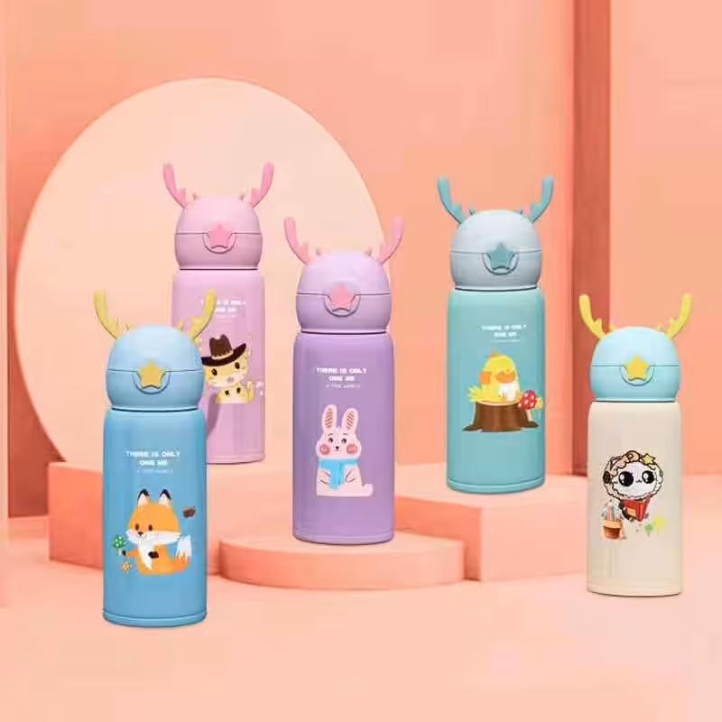 فلاسک استیل طرح حیوانات با دو نوع درب