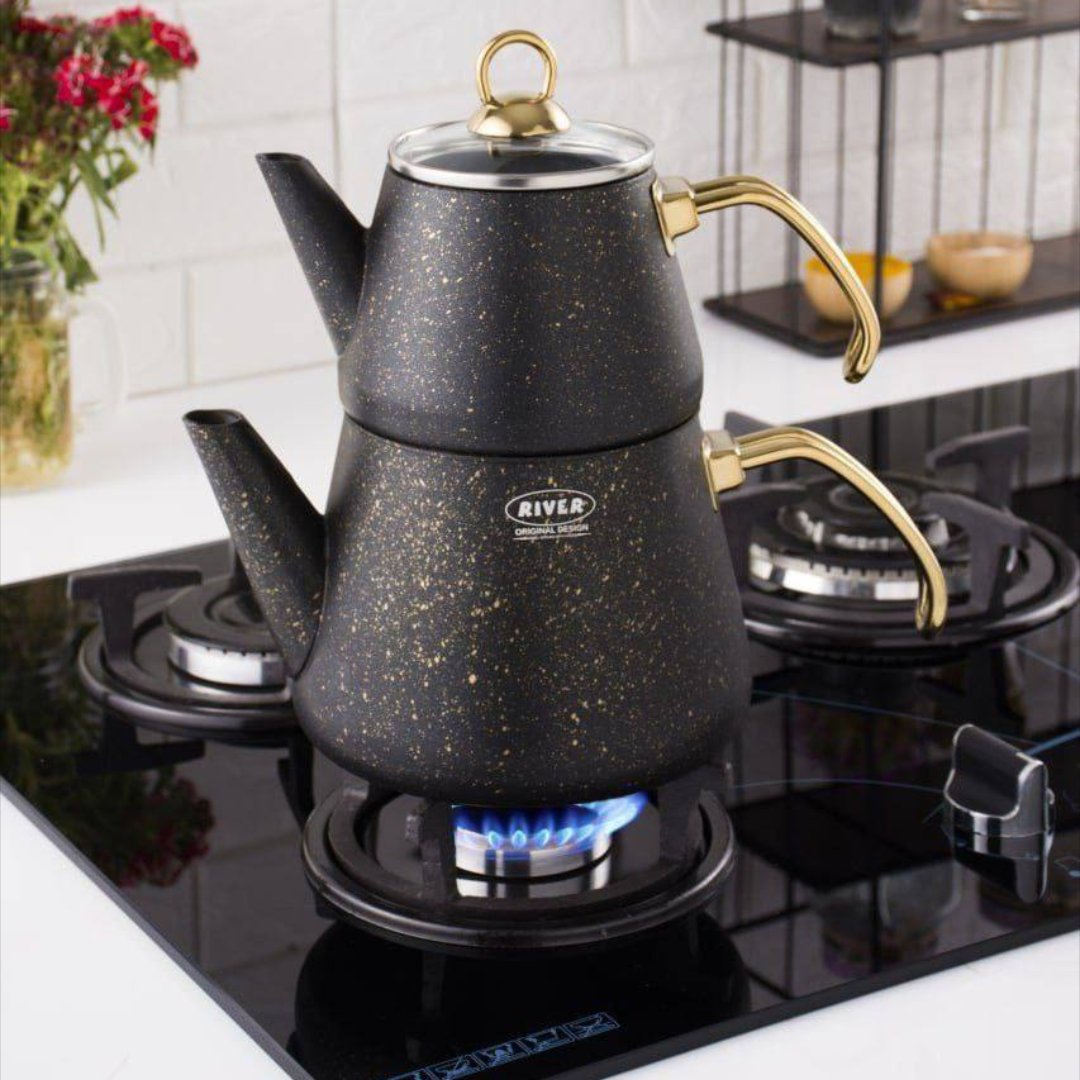 کتری و قوری گرانیتی برند ریور کد 5821 رنگ مشکی 