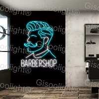 تابلو نئون فلکسی آرایشگاه مردانه، تابلو نورانی ارایشگاه، تابلو نئون سبیل و ریش