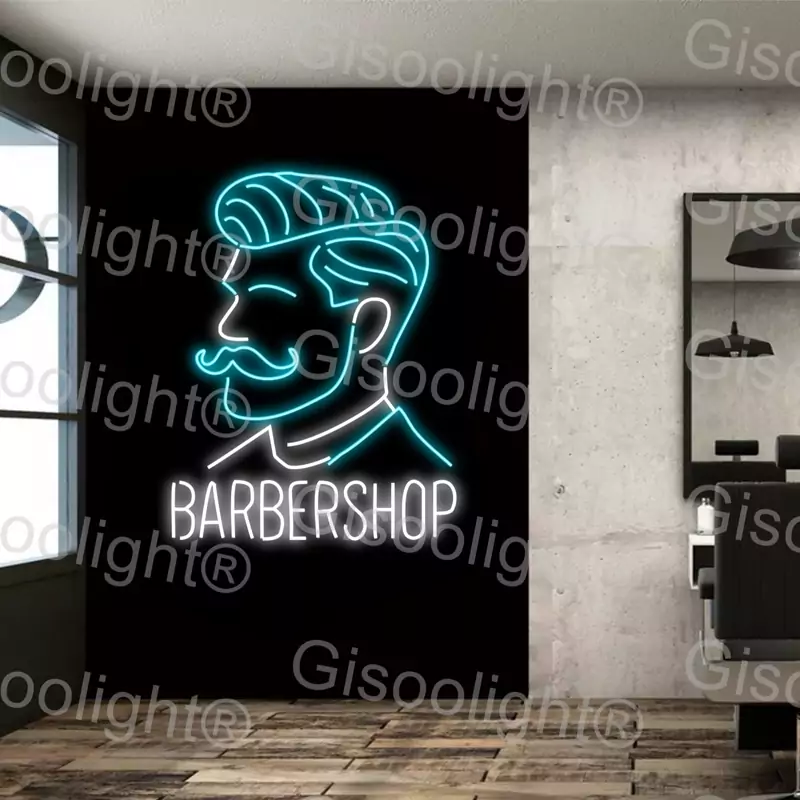 تابلو نئون فلکسی آرایشگاه مردانه، تابلو نورانی ارایشگاه، تابلو نئون سبیل و ریش