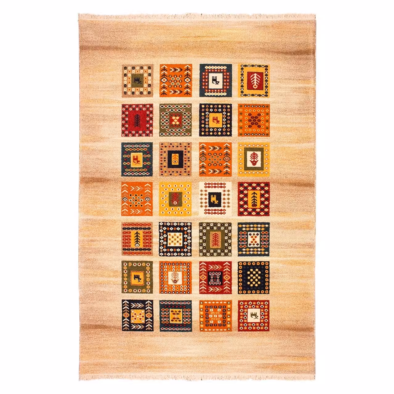 فرش ماشینی ساوین طرح مهر کد FSM19 زمینه کرم