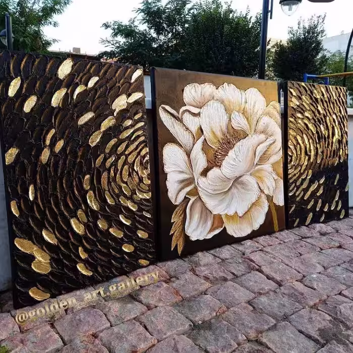 تابلو نقاشی گل سه لت برجسته