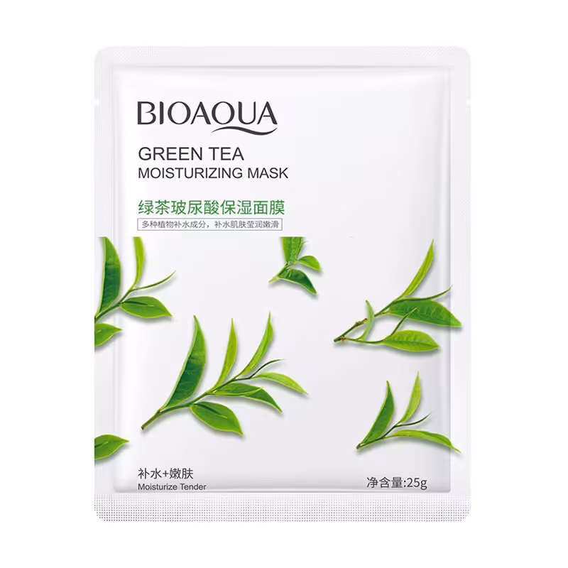 ماسک صورت ورقه ای چای سبز بیوآکوا BIOAQUA GREEN TEA Moisturizing Mask 25g