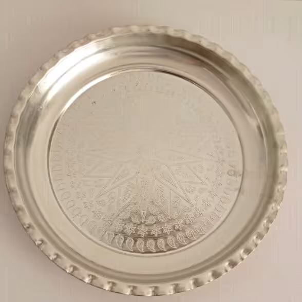 سینی گرد مجمع مسی لبه کنگره نانوشده قطر 42سانتی