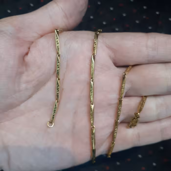 زنجیر استیل مردانه طرح کبریتی طلایی رنگ ثابت